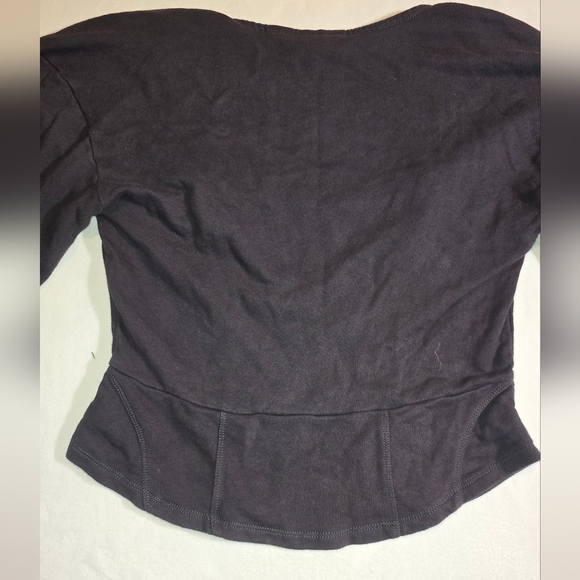 Maeve Peasant Square Neck Corset Cut Frwnch Terey Sweatshirt Anthropologie - Picture 8 of 8